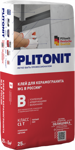 Клей усиленный армирующими волокнами В 25 кг, Plitonit (Плитонит)