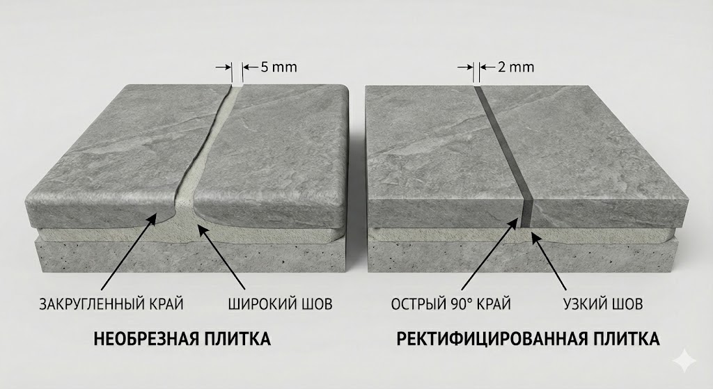 Ректифицированная плитка и керамогранит: что это такое, плюсы, минусы и секреты «бесшовной» укладки