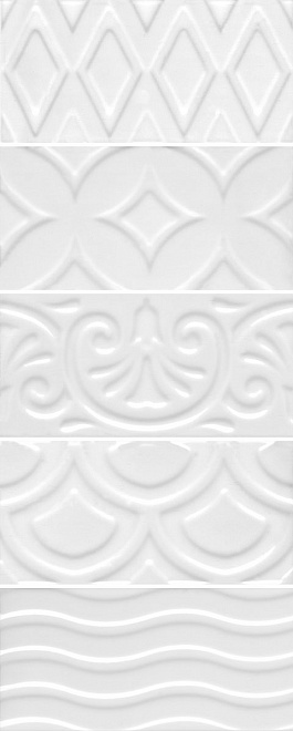 Плитка 16017 Авеллино белый структура mix глянцевый 7,4x15x0,82, Kerama Marazzi (Керама Марацци)