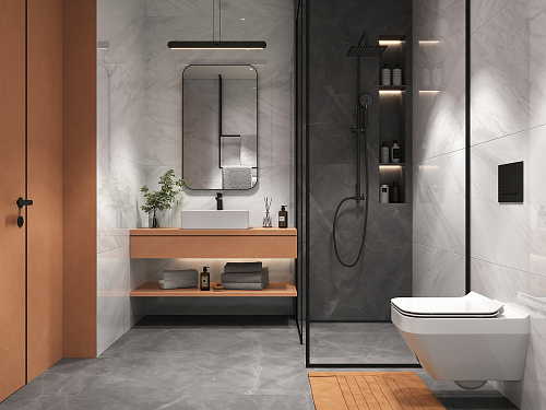 Керамогранит A17131 Futura (Футура) тонкий Electric Mist серый ректификат 60х120, Cersanit