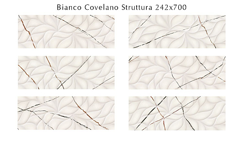 Плитка 508151101 Bianco Covelano (Бья́нко Ковеллáно) Struttura 24,2х70, Eletto Ceramica (Элетто Керамика)