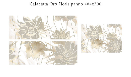 Панно 587882002 Calacatta Oro (Калакáтта Óро) Floris (2 Шт) - 4 Комл 1с 48,4х70, Eletto Ceramica (Элетто Керамика)