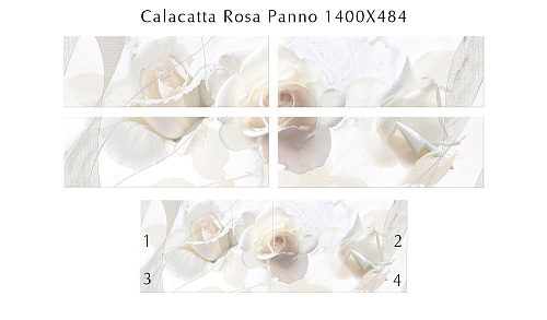 Панно 586482002 Calacatta (Калакáтта) Rosa (4 Шт) - 2 Комл 1с 48,4х140, Eletto Ceramica (Элетто Керамика)