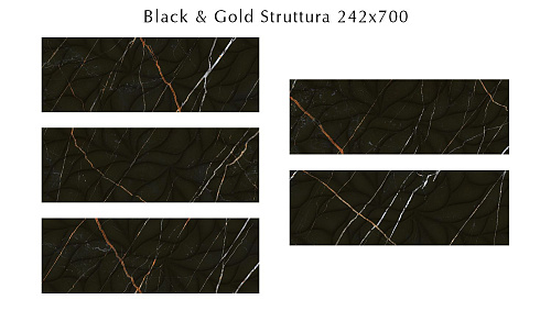 Плитка 508171101 Black & Gold (Блэ́к Энд Го́лд) Struttura 24,2х70, Eletto Ceramica (Элетто Керамика)