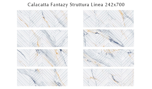 Плитка 509241101 Calacatta Fantasy (Калакáтта Фэ́нтэзи) Struttura Linea 24,2х70, Eletto Ceramica (Элетто Керамика)