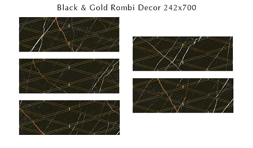 Декор 588112001 Black & Gold (Блэ́к Энд Го́лд) Rombi 24,2х70, Eletto Ceramica (Элетто Керамика)