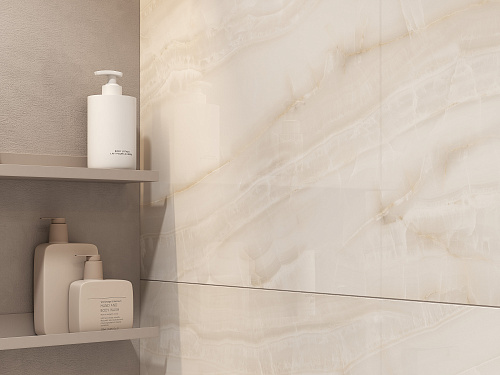 Керамогранит A17129 Futura (Футура) тонкий Madeira Onyx полированный бежевый ректификат 60х120, Cersanit