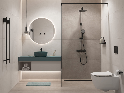 Керамогранит A17122 Futura (Футура) тонкий Soft Concrete светло-серый ректификат 60х120, Cersanit